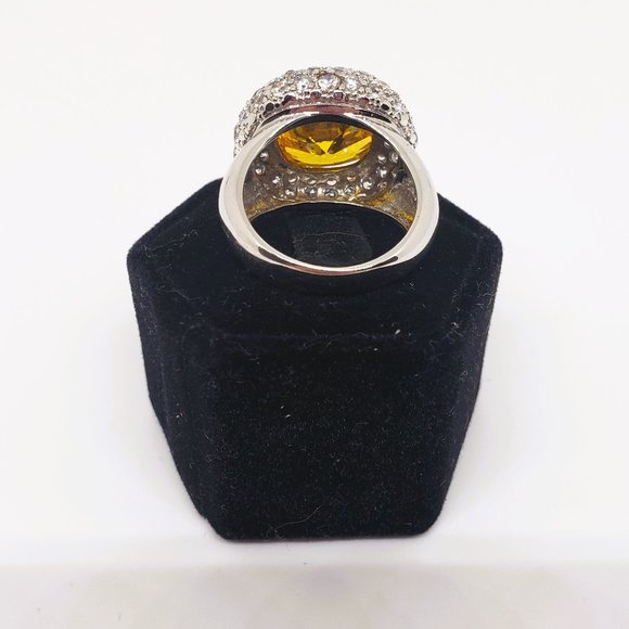 Simulated Yellow & Clear Gemstone Ring Size 6 - Picture 8 of 8